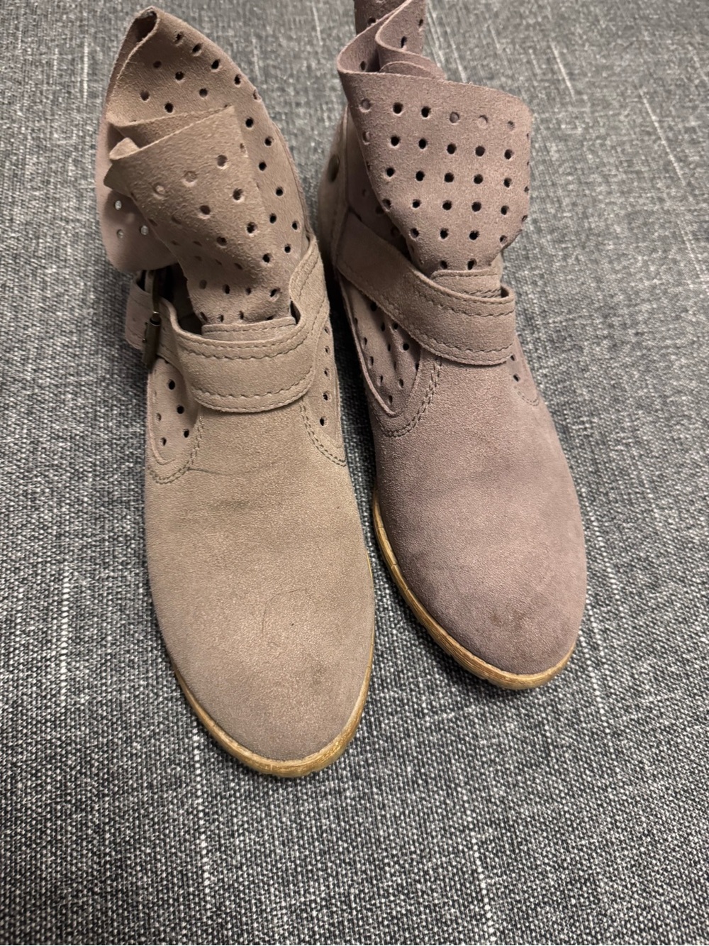 Restricted Grey Suede Perforated Ankle Booties